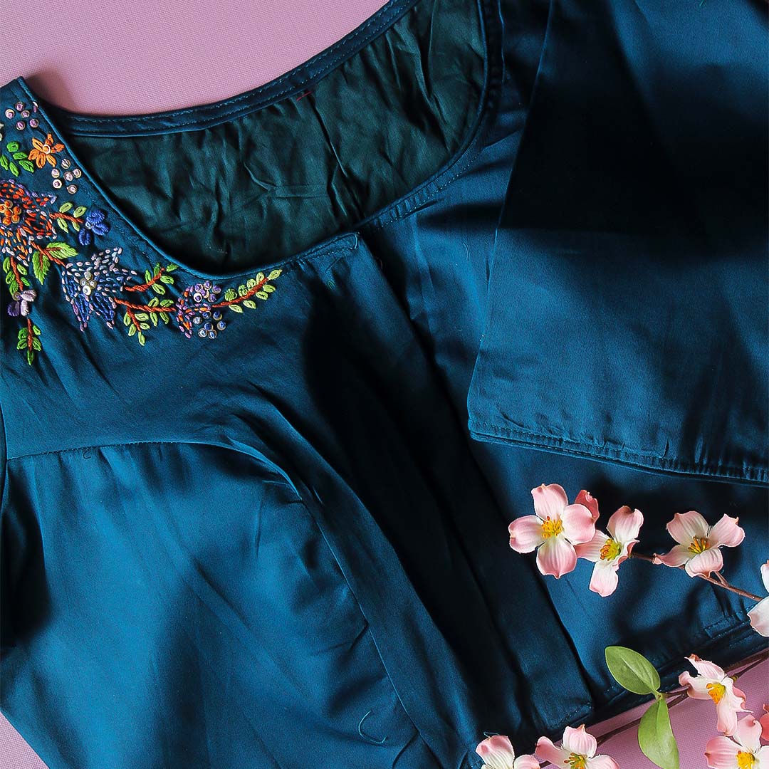 Chah Blue 2 Cotton Blouse