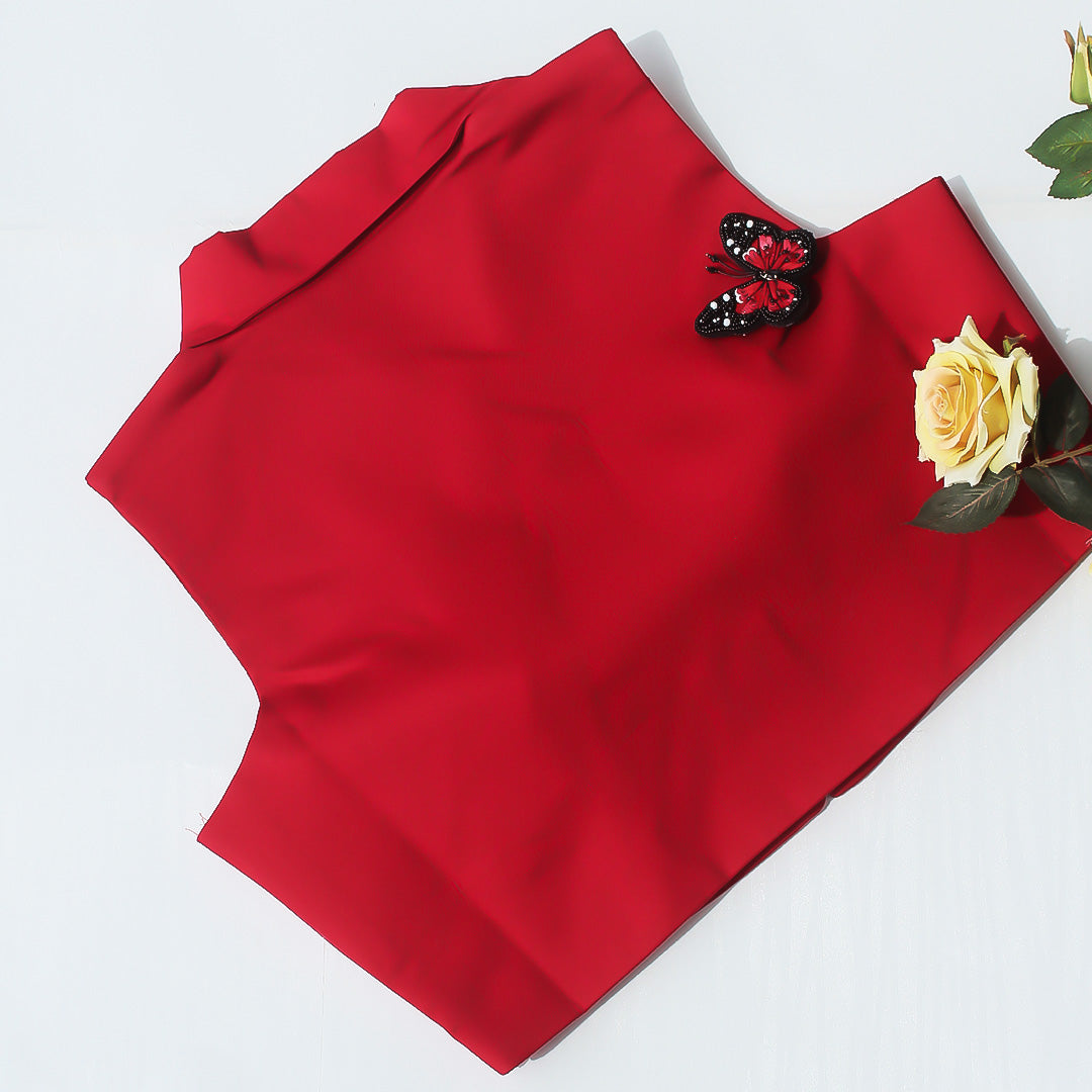 Red Shirt Collars Blouse 10