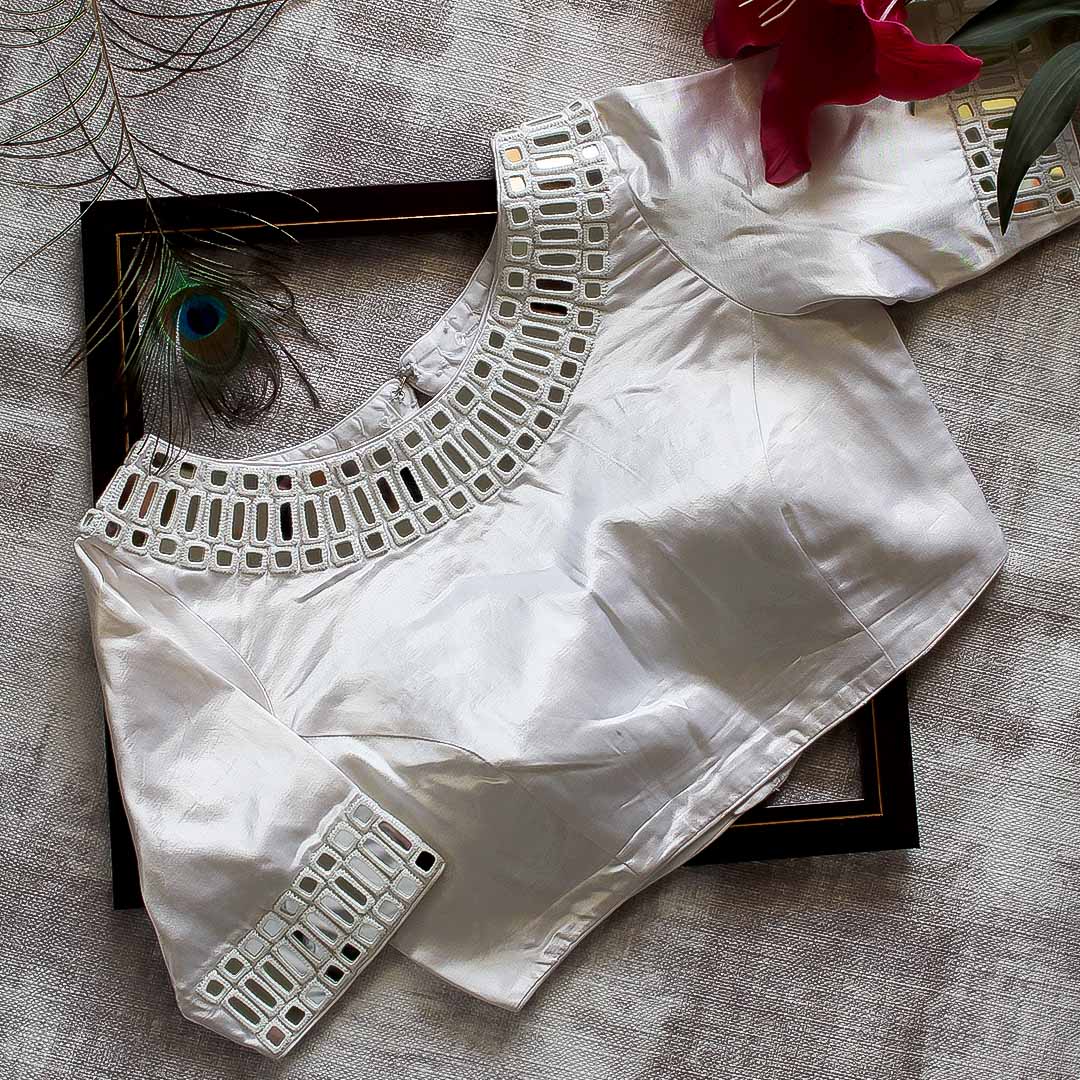Off White Naksh Mirror Work Blouse