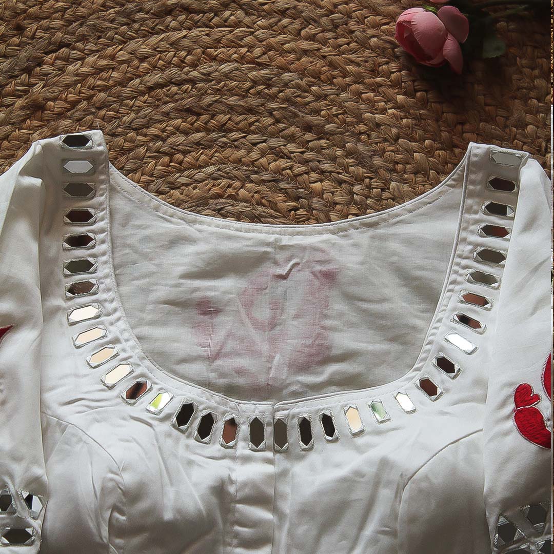 Red Ganesh Mirror Work Blouse