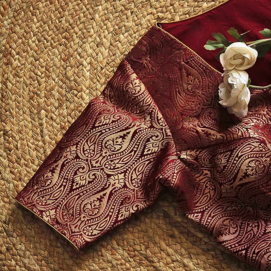 Maroon Arika Brocade Blouse