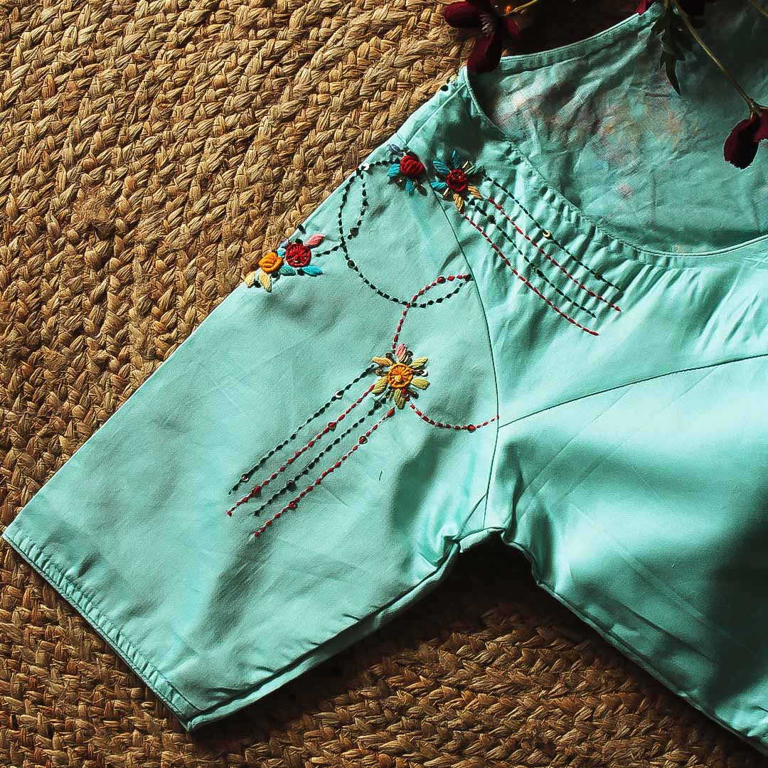 Sea Green Mia Embroidery Blouse