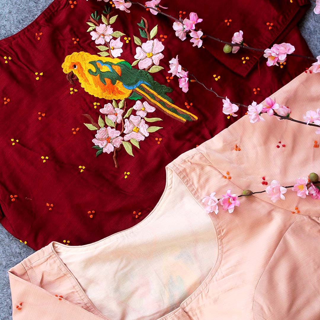 Peach Trisha Parrot Blouse