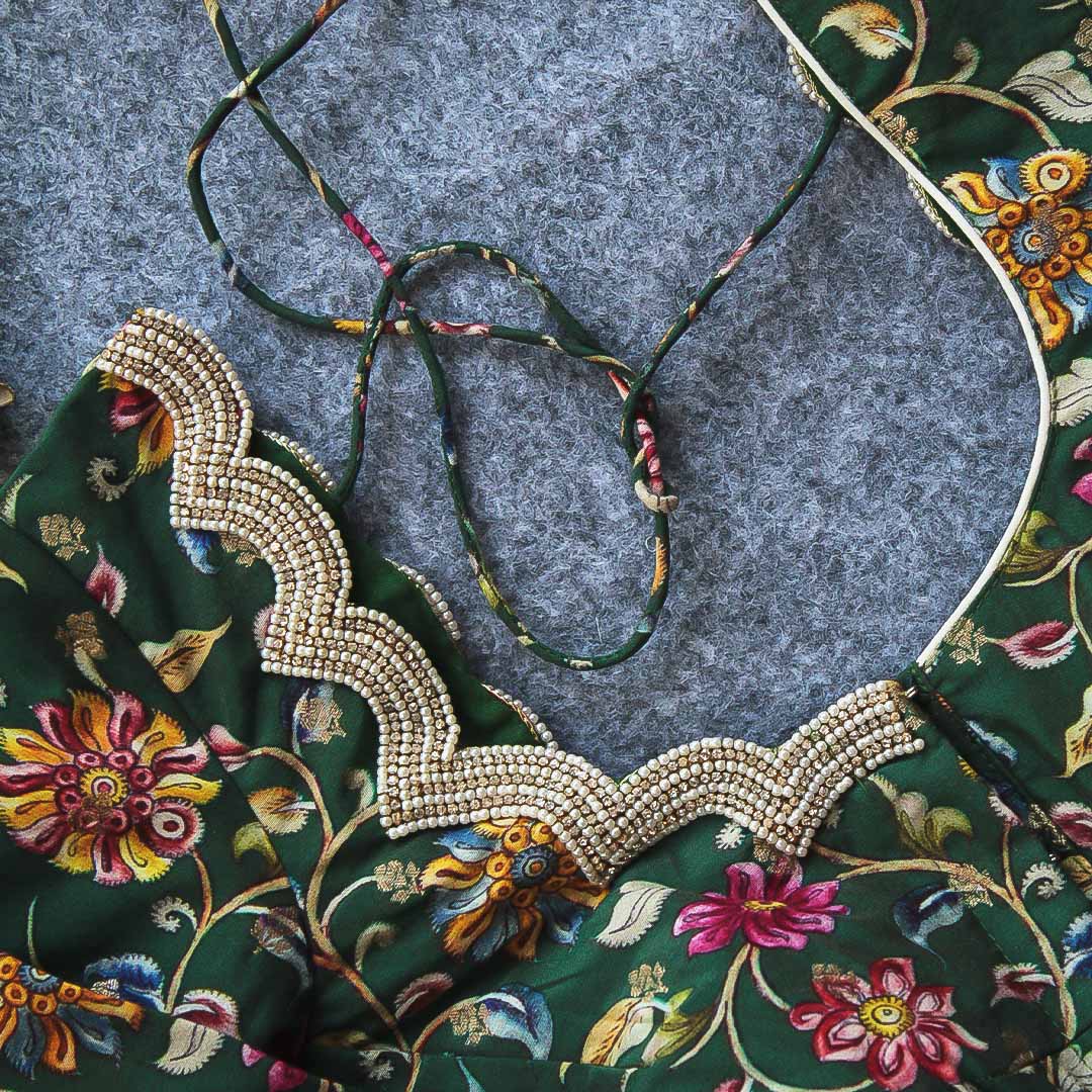 Kalamkari Edha Green Blouse