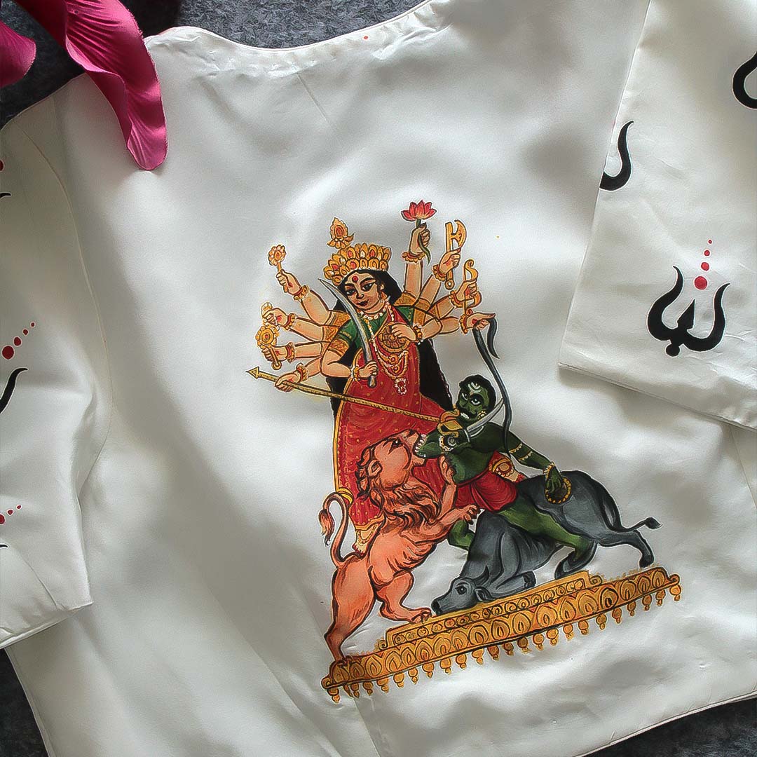 Durga Maa White Tissue 60gm Silk Blouse