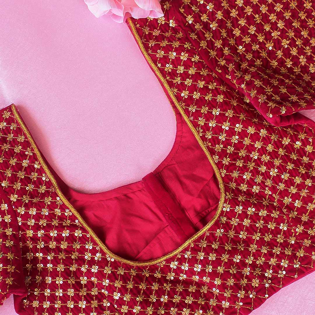 Rani Pink Diya Velvet Blouse