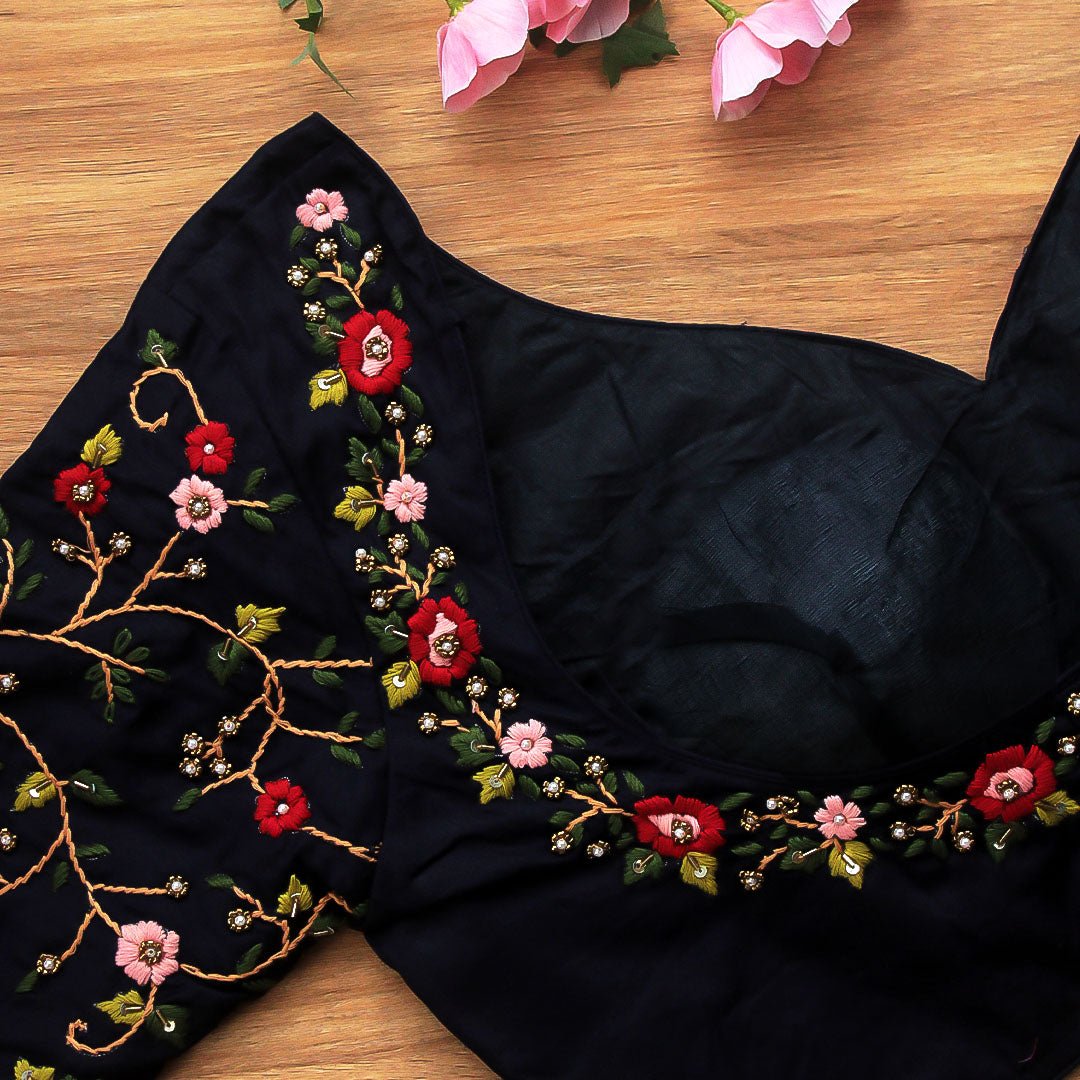 Navy Blue Veda Nakashi Blouse