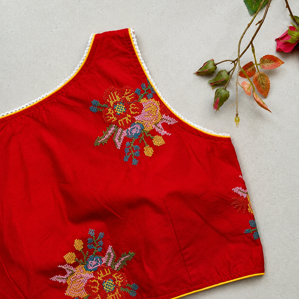 May Red Cross stich Work 2 Blouse