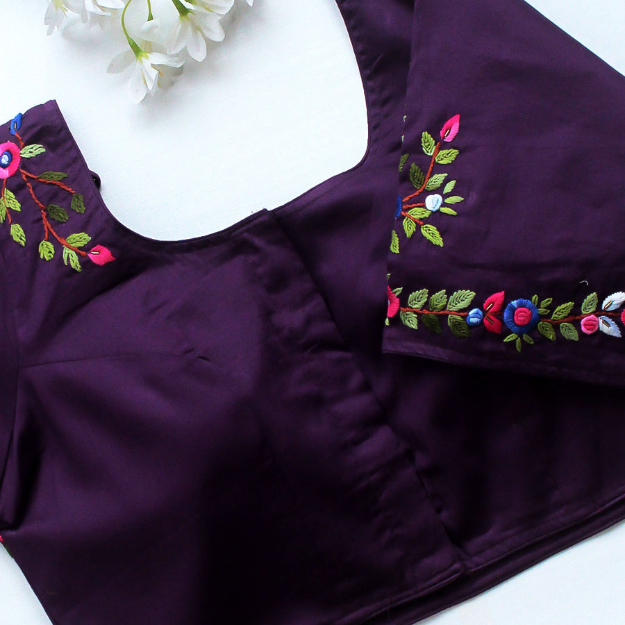 Purple Rose Cotton Blouse