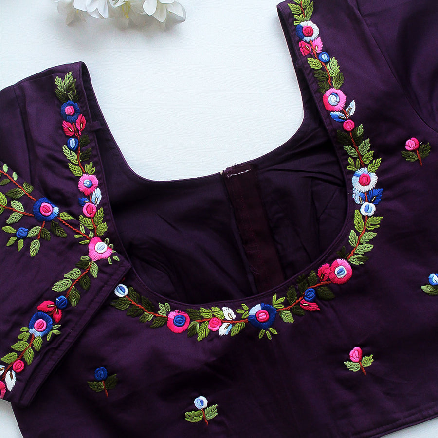 Purple Rose Cotton Blouse