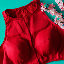 Red Laya Halter Neck Blouse