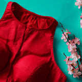 Red Laya Halter Neck Blouse