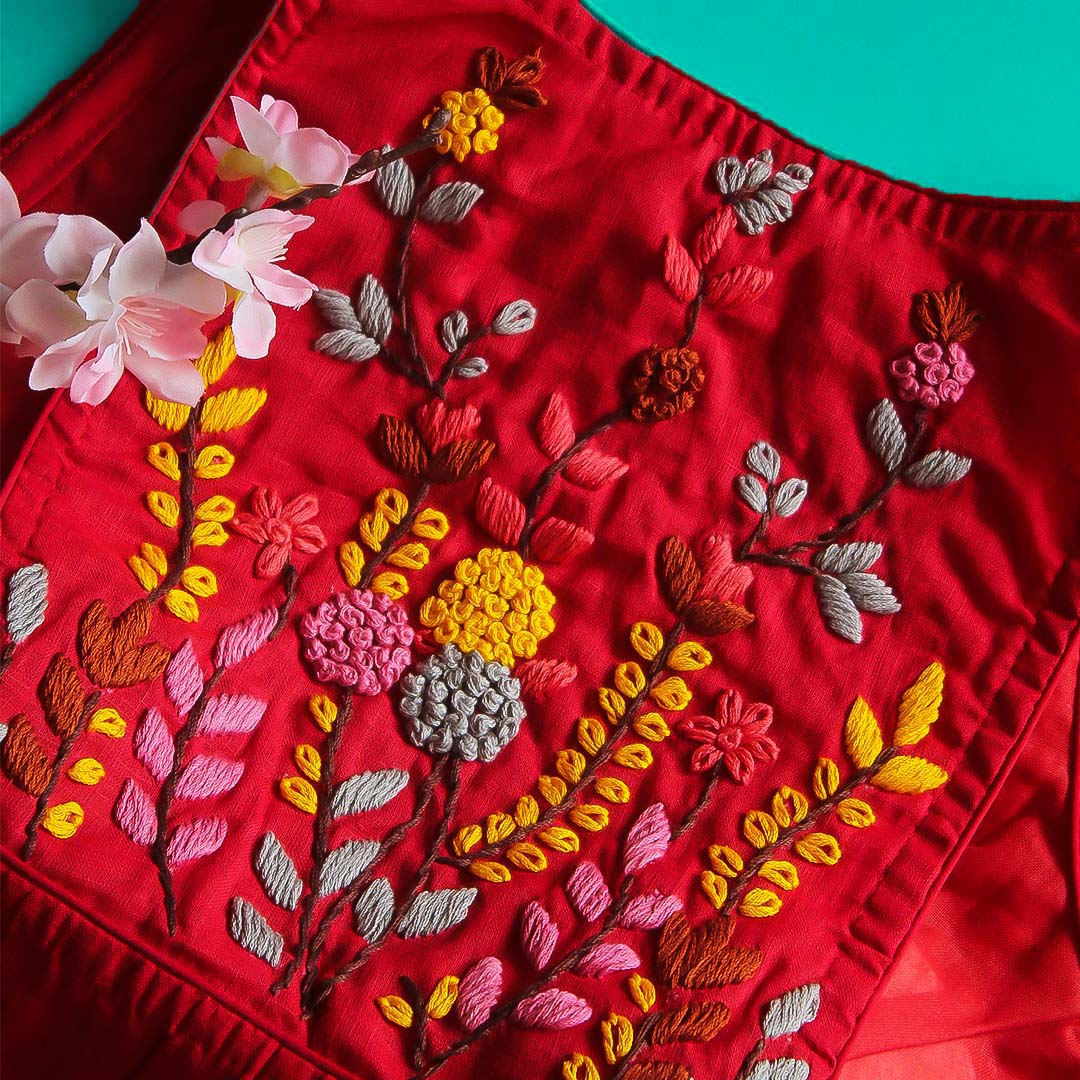 Red Laya Halter Neck Blouse