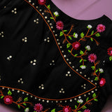 Black Saavi Cotton Silk Blouse
