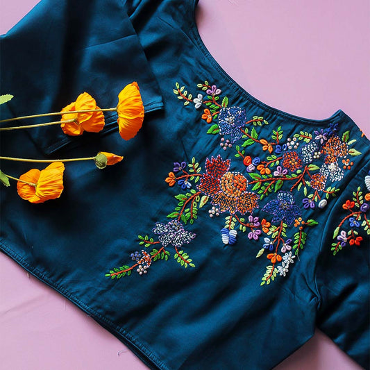 Chah Blue 2 Cotton Blouse