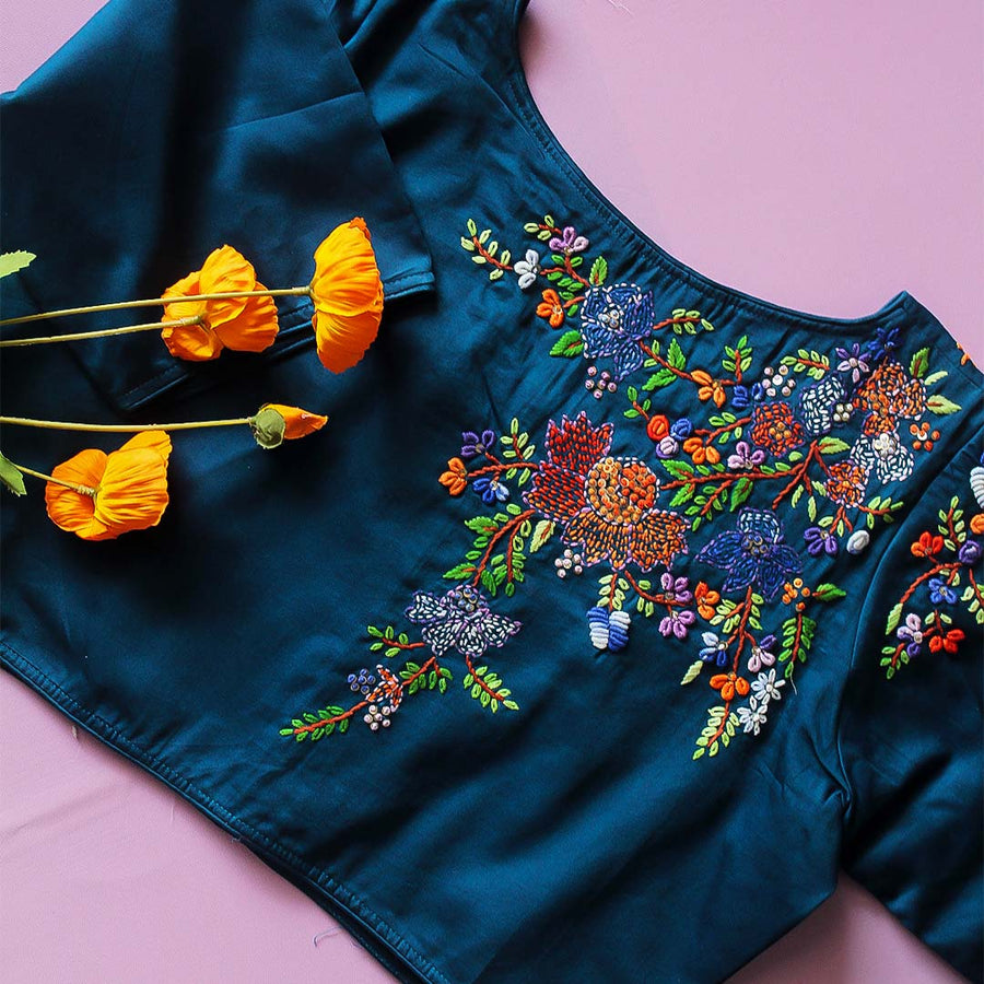 Chah Blue 2 Cotton Blouse