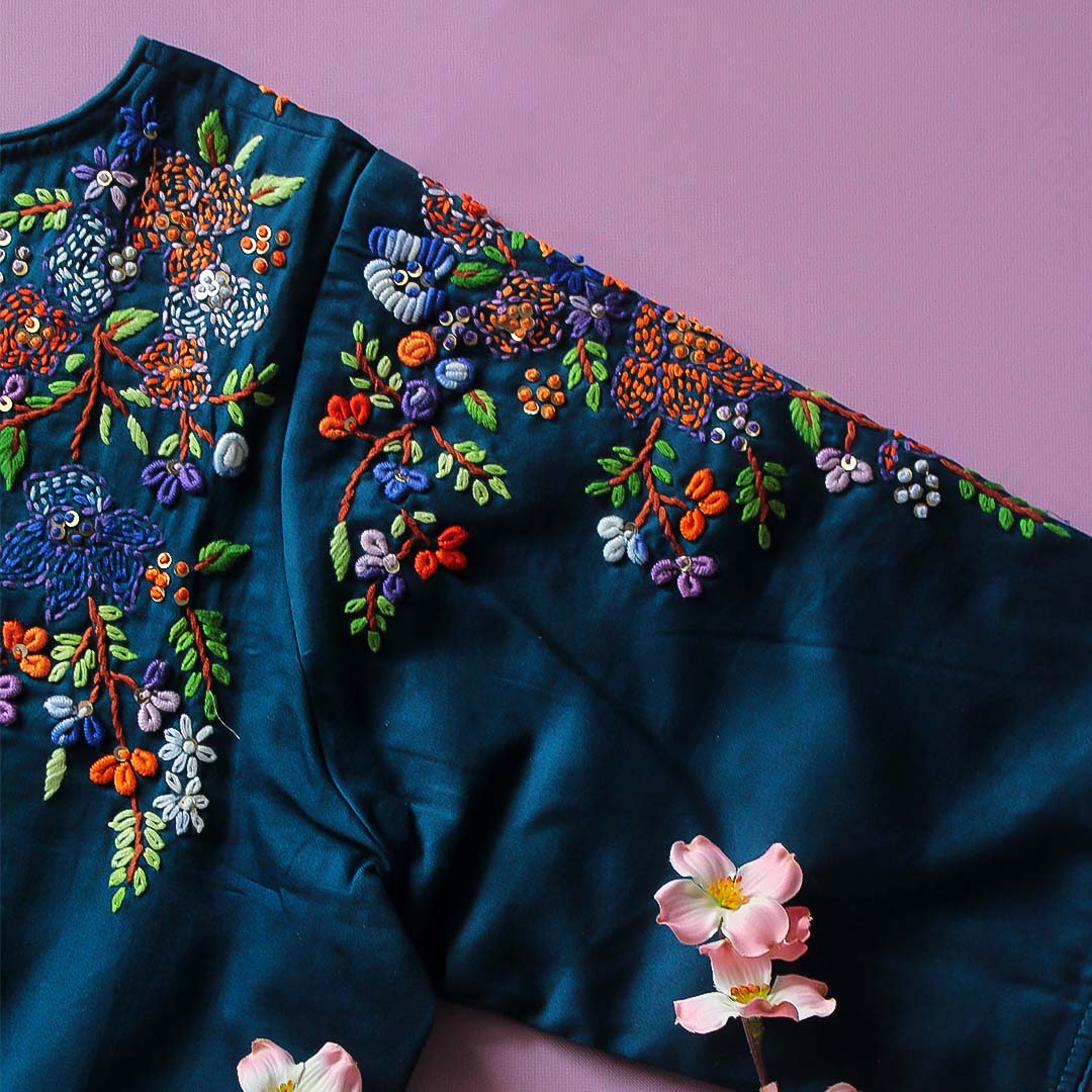 Chah Blue 2 Cotton Blouse