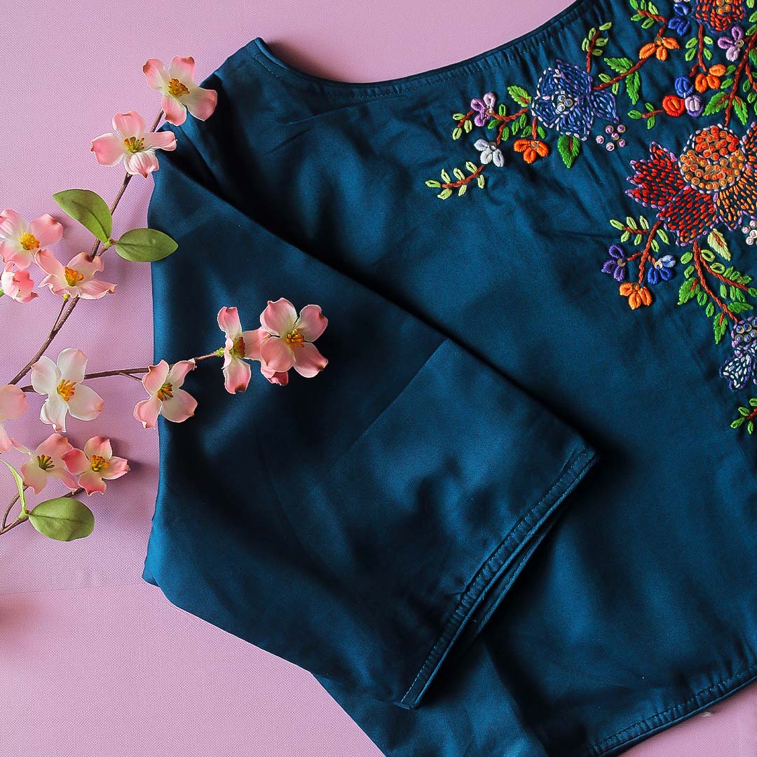 Chah Blue 2 Cotton Blouse