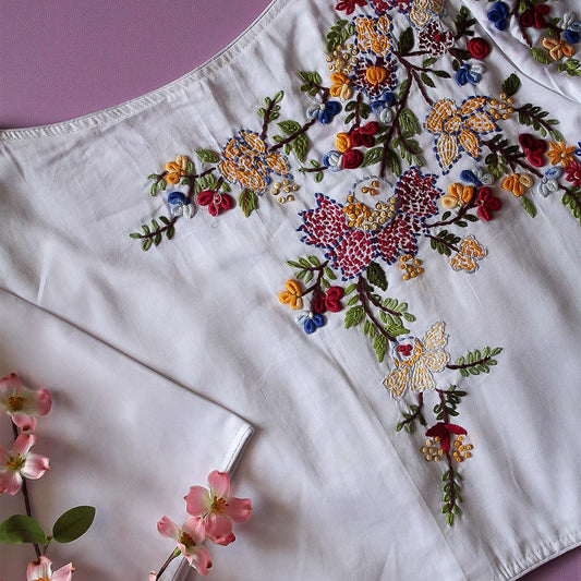 Chah 1 white Cotton Blouse