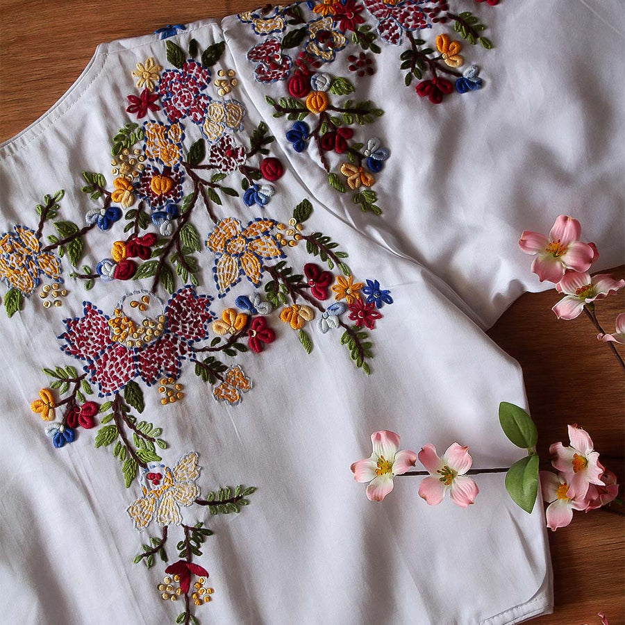 Chah 1 white Cotton Blouse