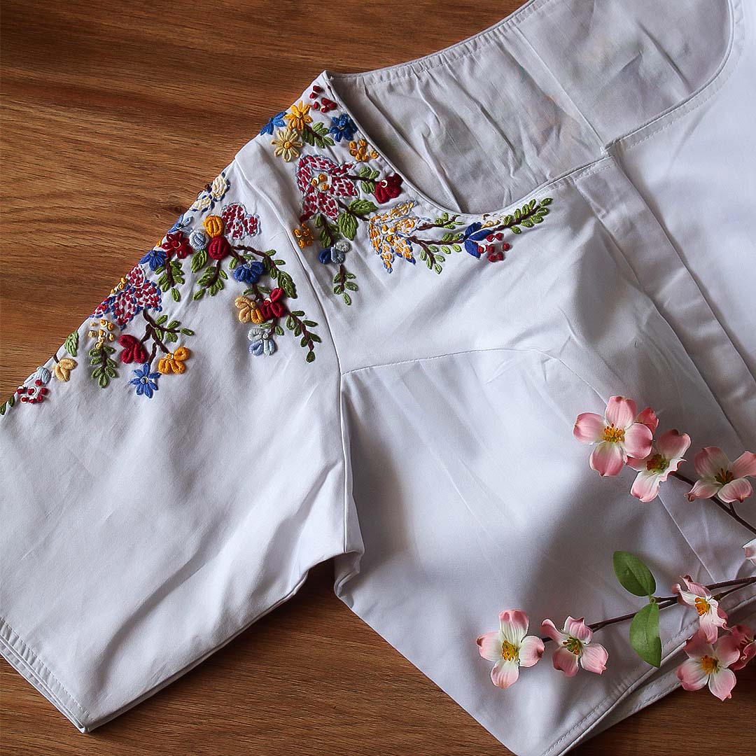 Chah 1 white Cotton Blouse