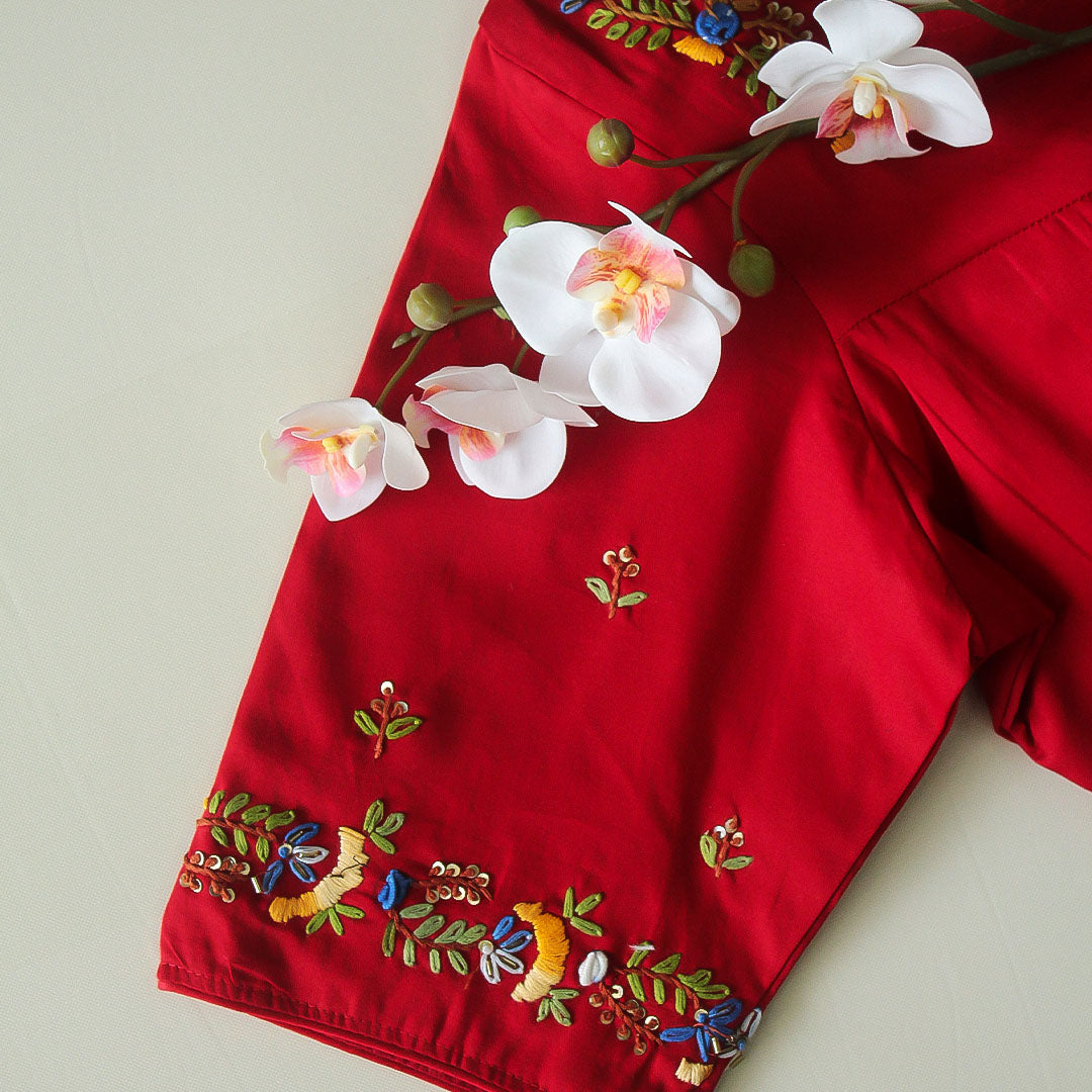 Red Raas Cotton Blouse
