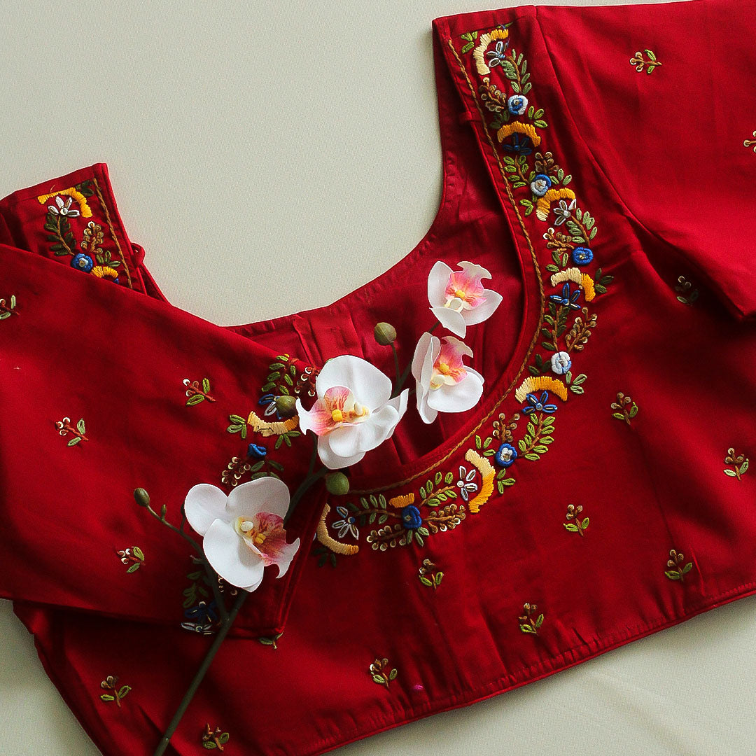 Red Raas Cotton Blouse
