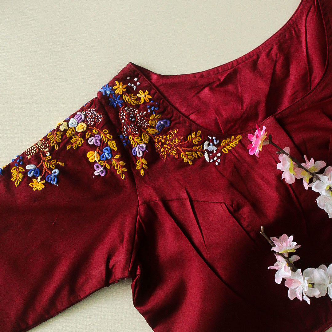 Chah Maroon Cotton Blouse