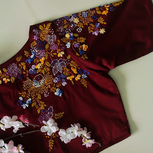 Chah Maroon Cotton Blouse