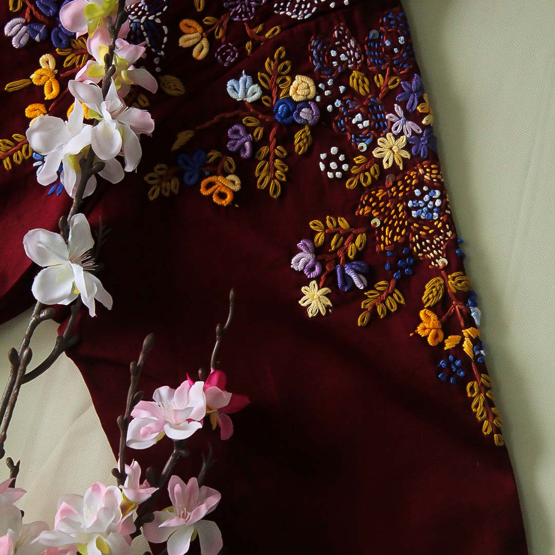 Chah Maroon Cotton Blouse