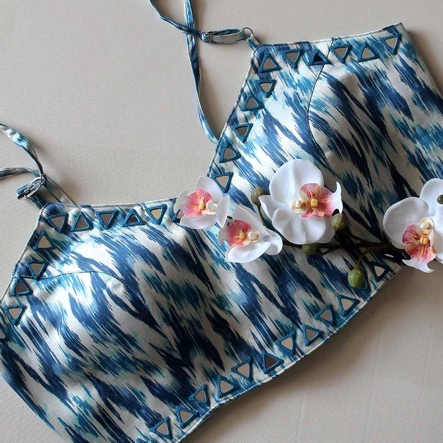 Ikkat Print Naksh Mirror Work Blouse