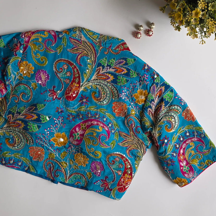 Kairi Blue High Neck Blouse