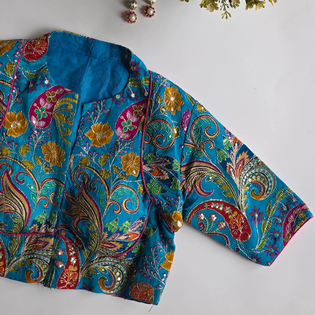 Kairi Blue High Neck Blouse