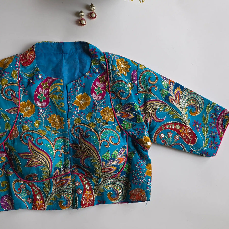 Kairi Blue High Neck Blouse