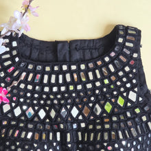 Black Mirror Work High Collar Blouse