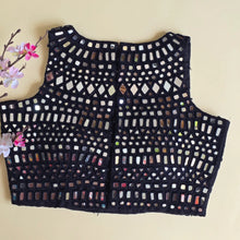 Black Mirror Work High Collar Blouse