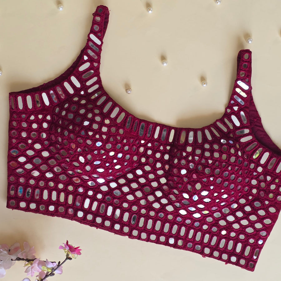 Star Night Maroon Mirror Blouse