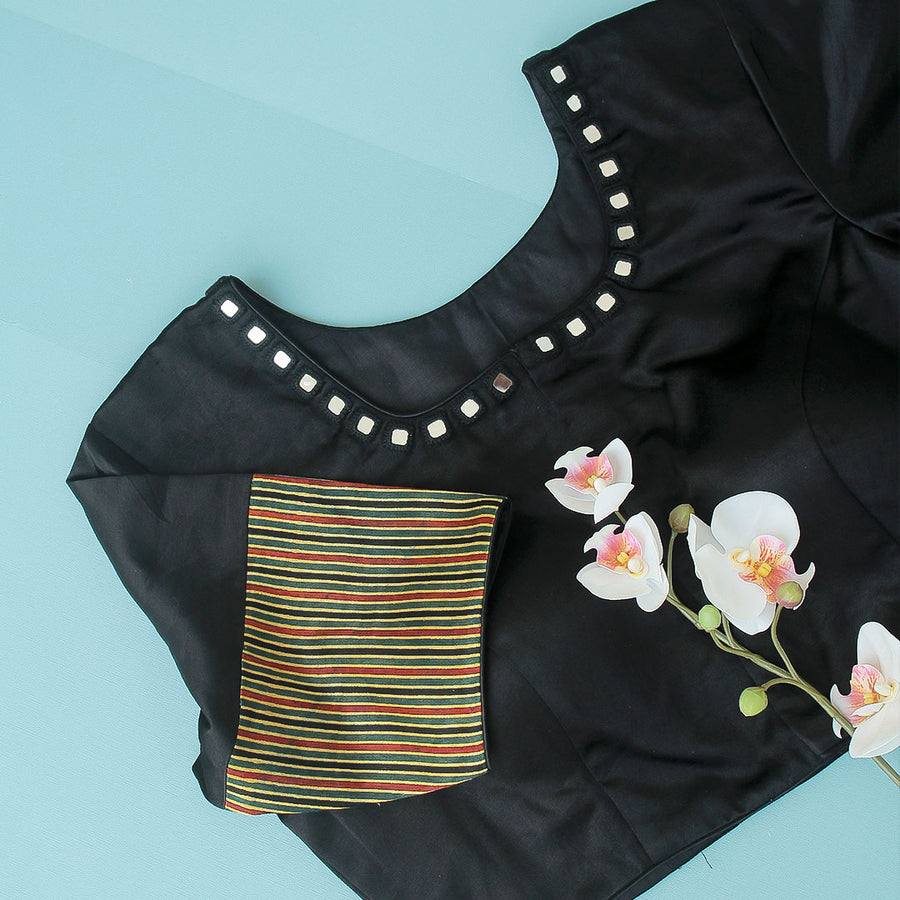 Aril Black Mirror Work Blouse