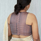 Grey Halter Brocade Blouse
