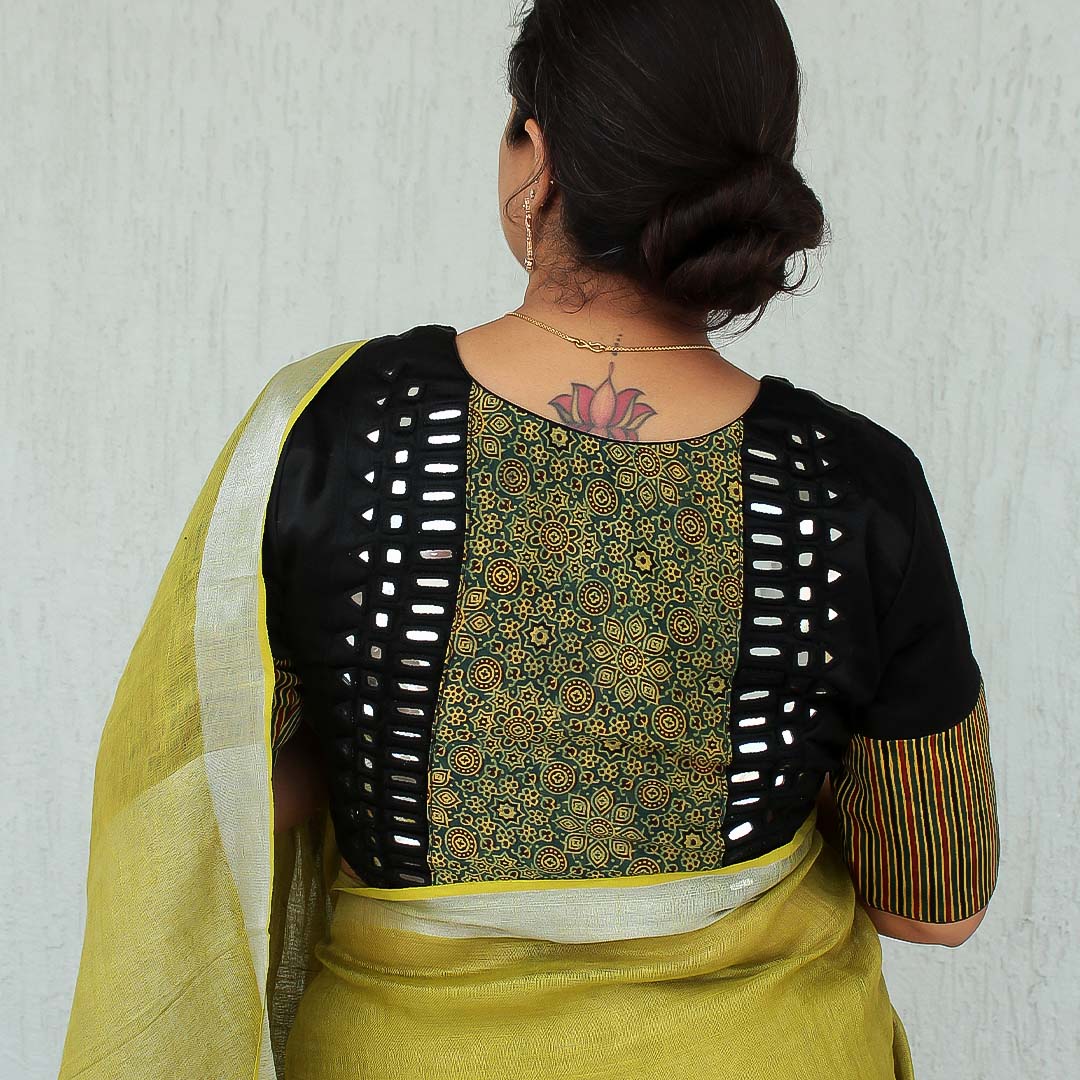 Aril Black Mirror Work Blouse