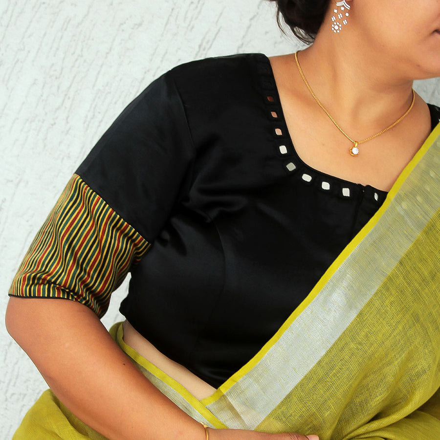 Aril Black Mirror Work Blouse