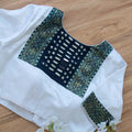 Aril White Mirror Work Blouse