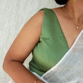 Sage Green V-Neck Blouse