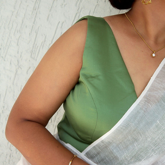 Sage Green V-Neck Blouse