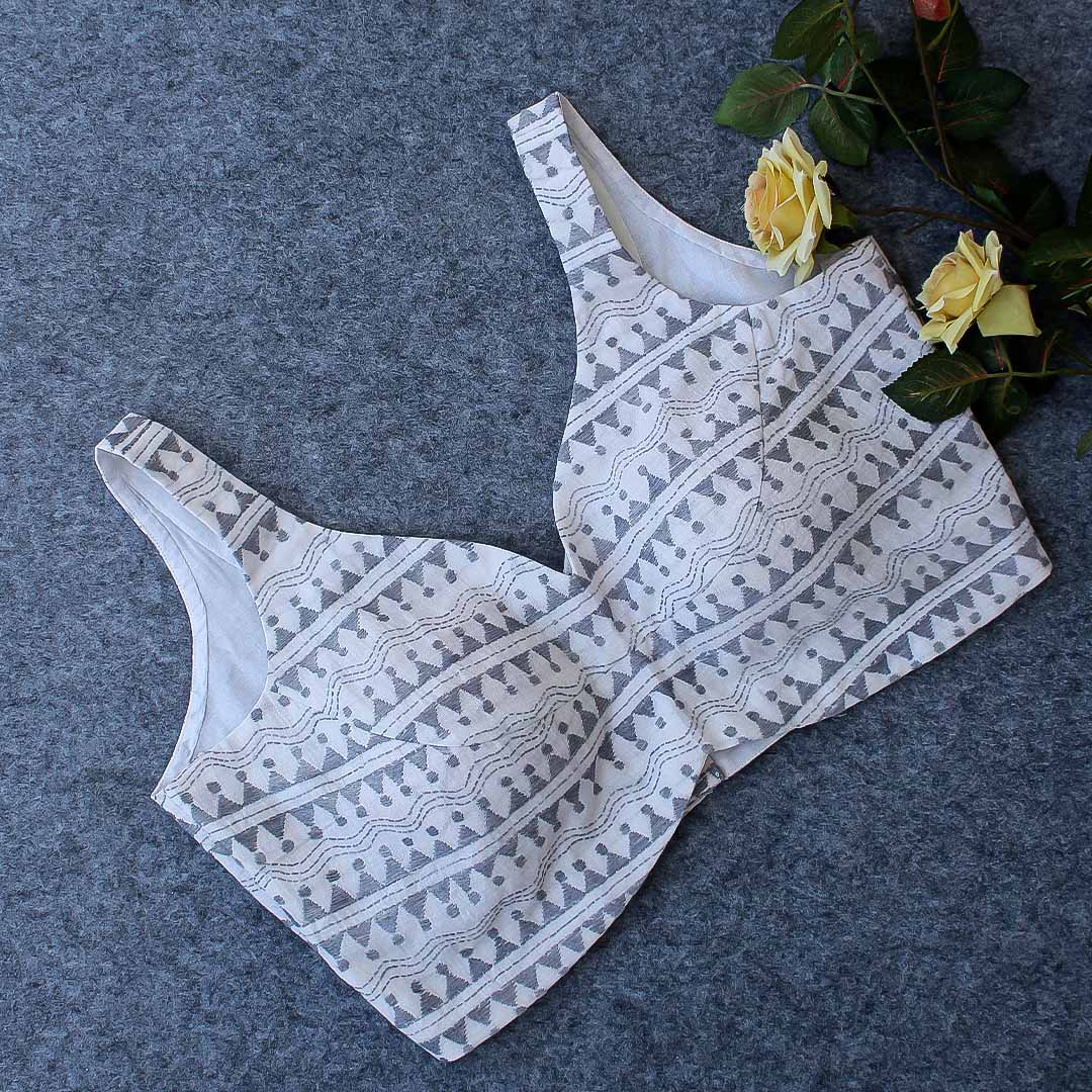 Grey Kantha work Blouse