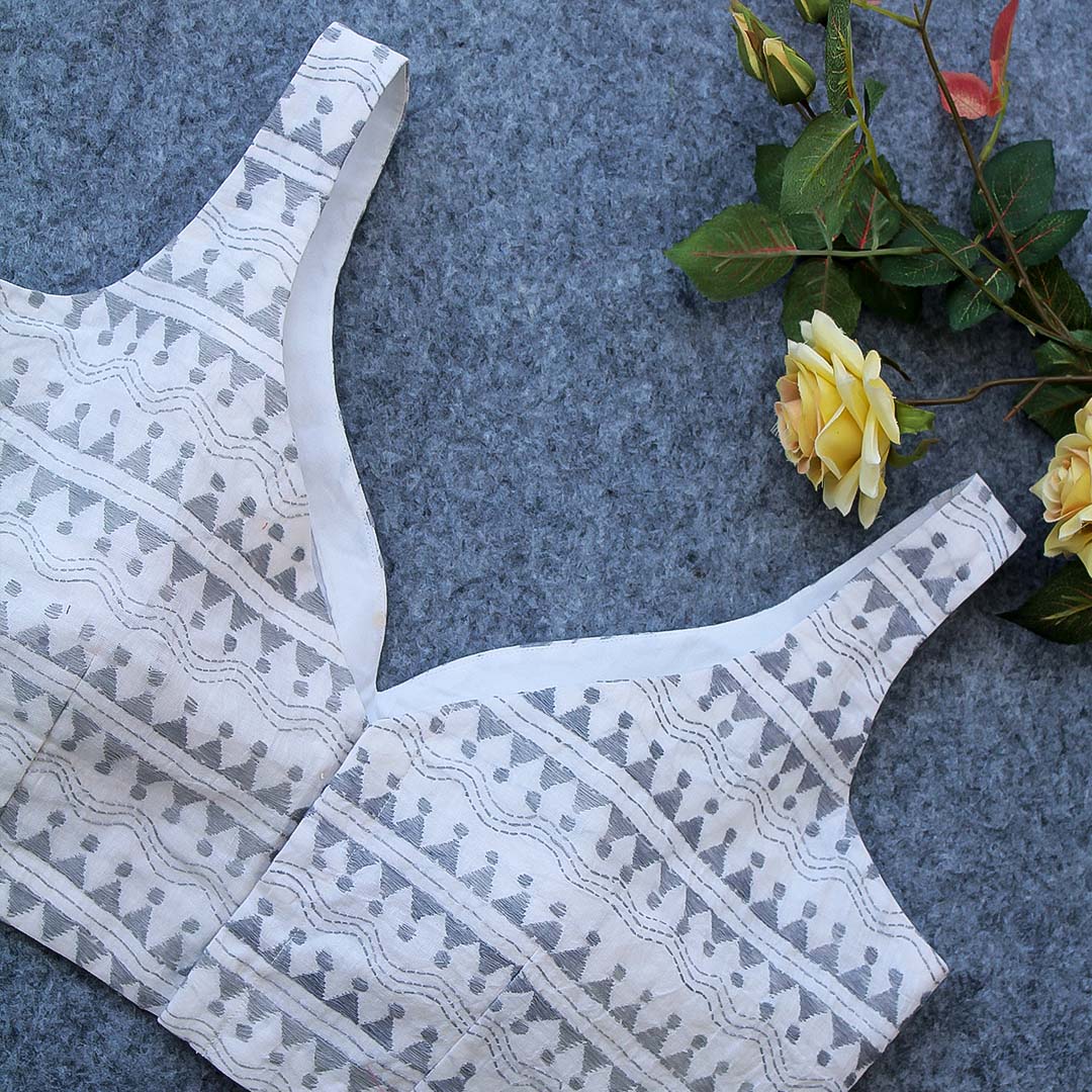 Grey Kantha work Blouse