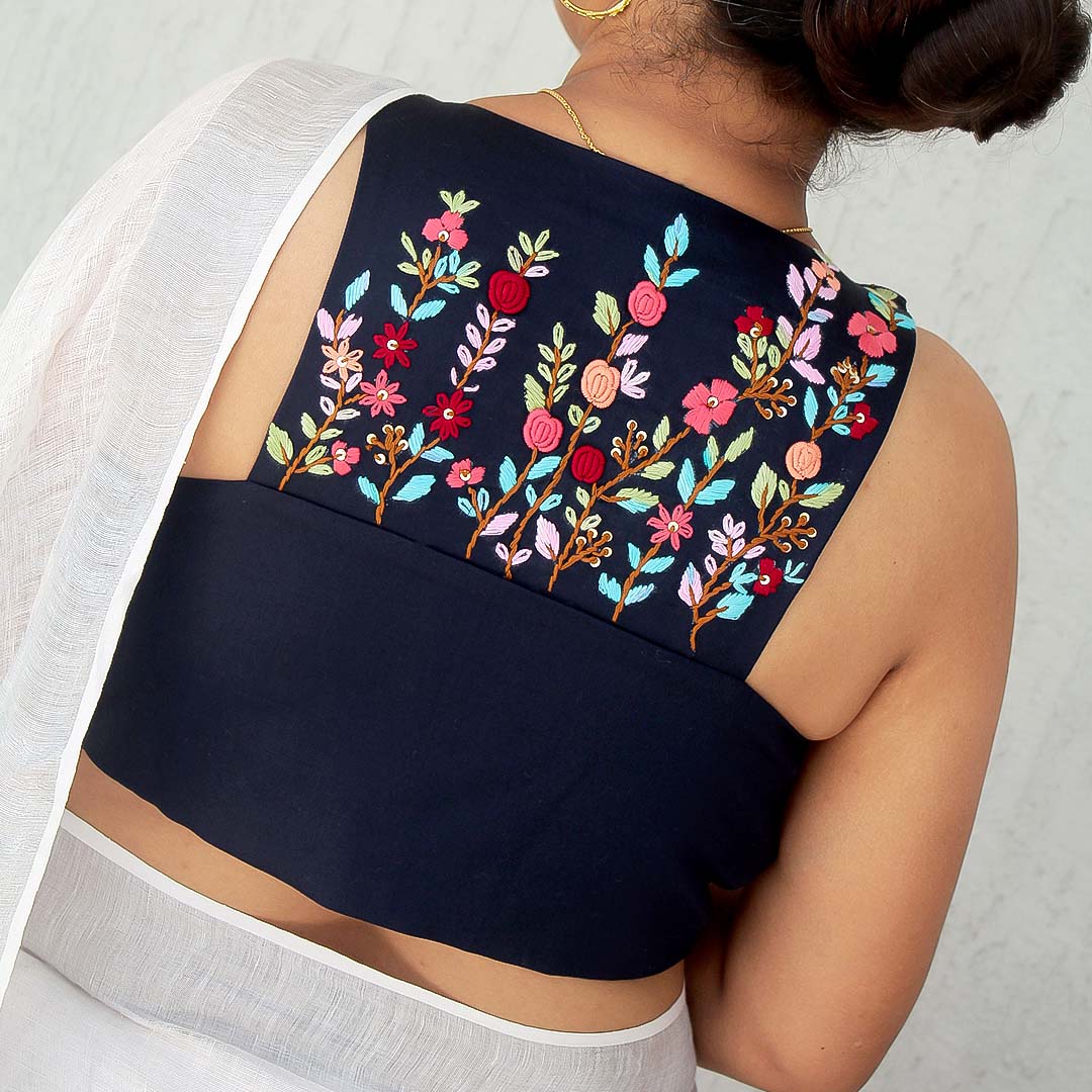 Navy Blue Halter Neck  Blouse