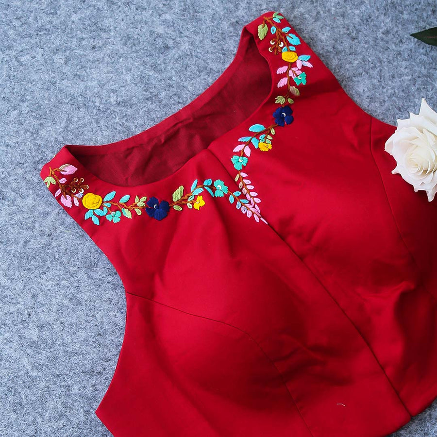 Red Halter Neck  Blouse