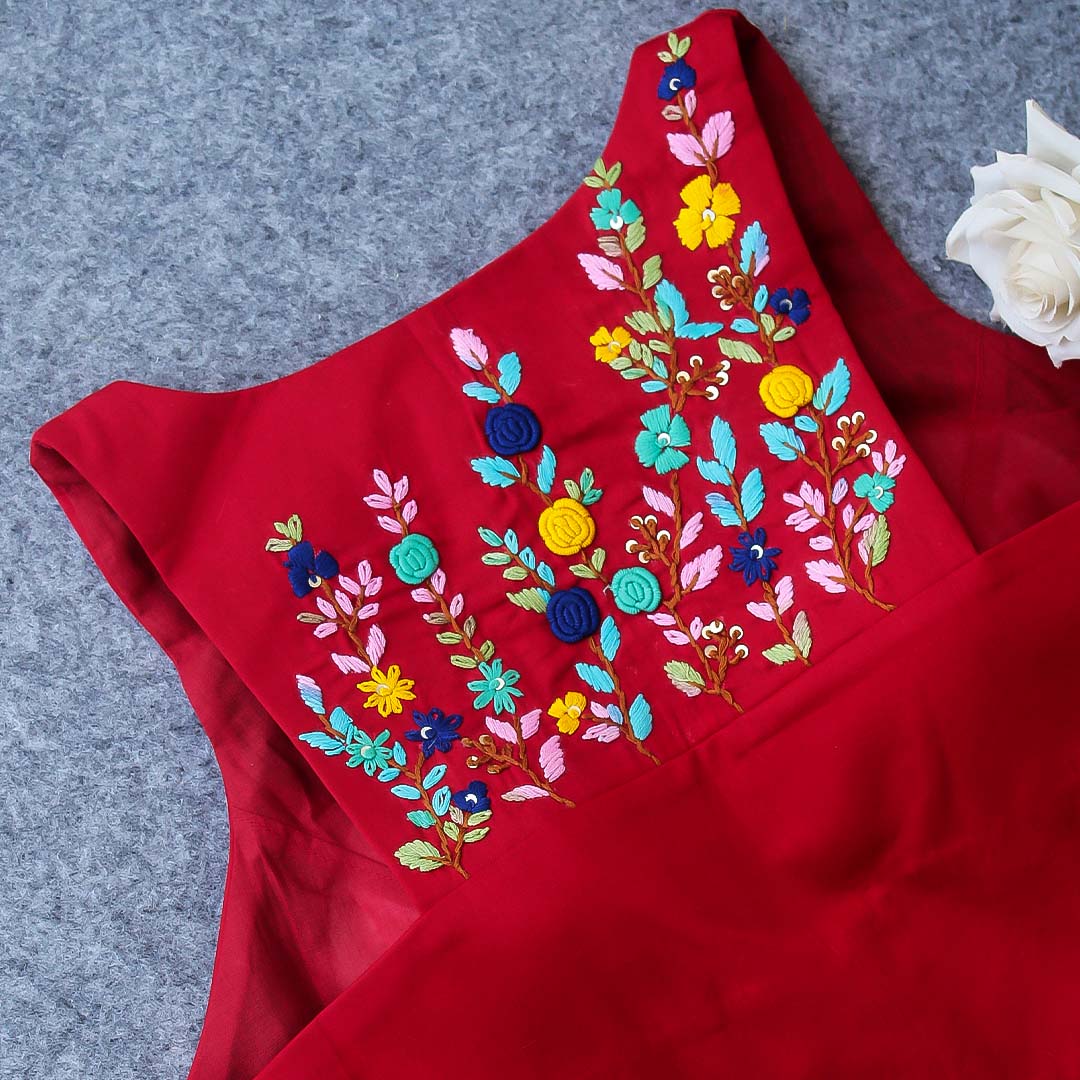 Red Halter Neck  Blouse