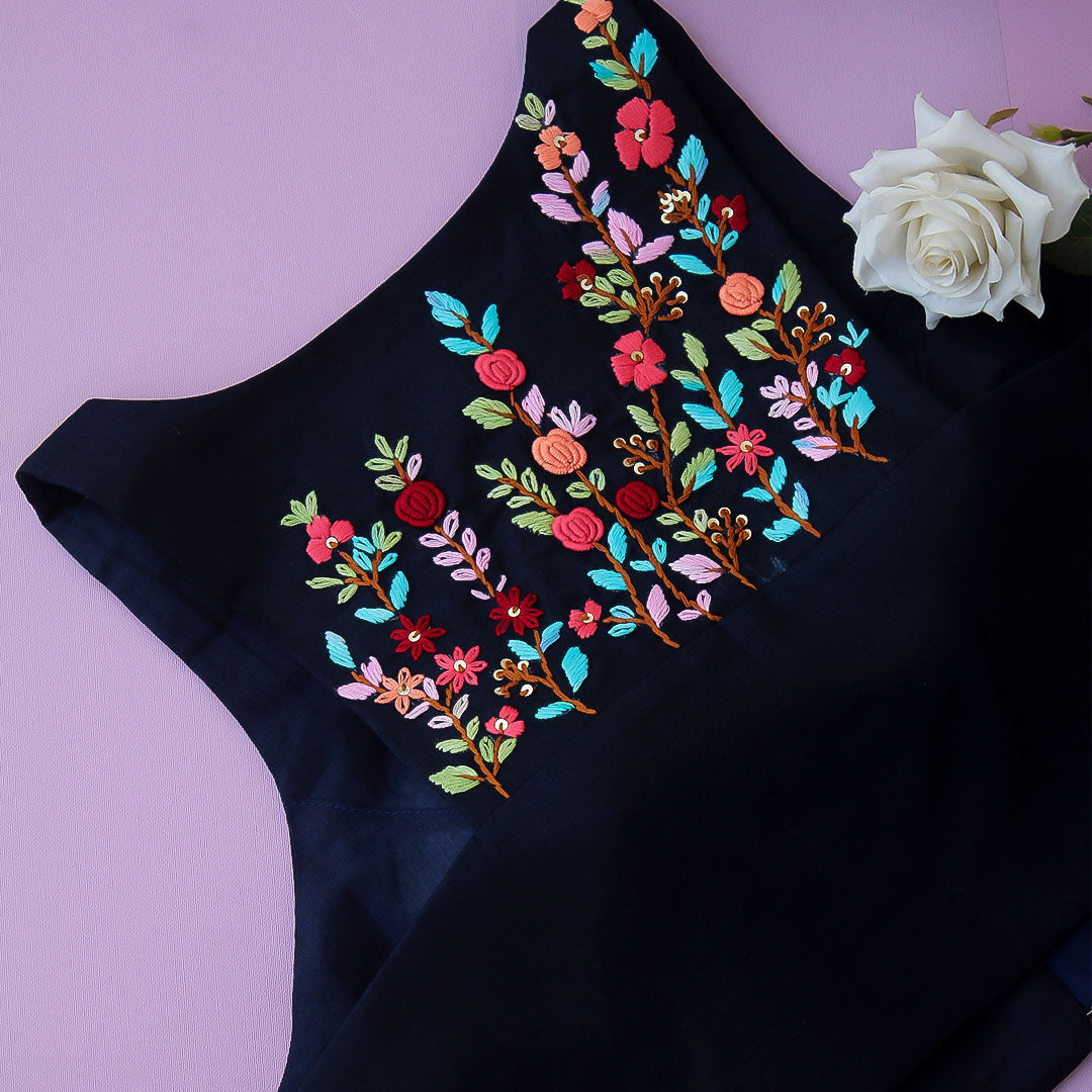 Navy Blue Halter Neck  Blouse